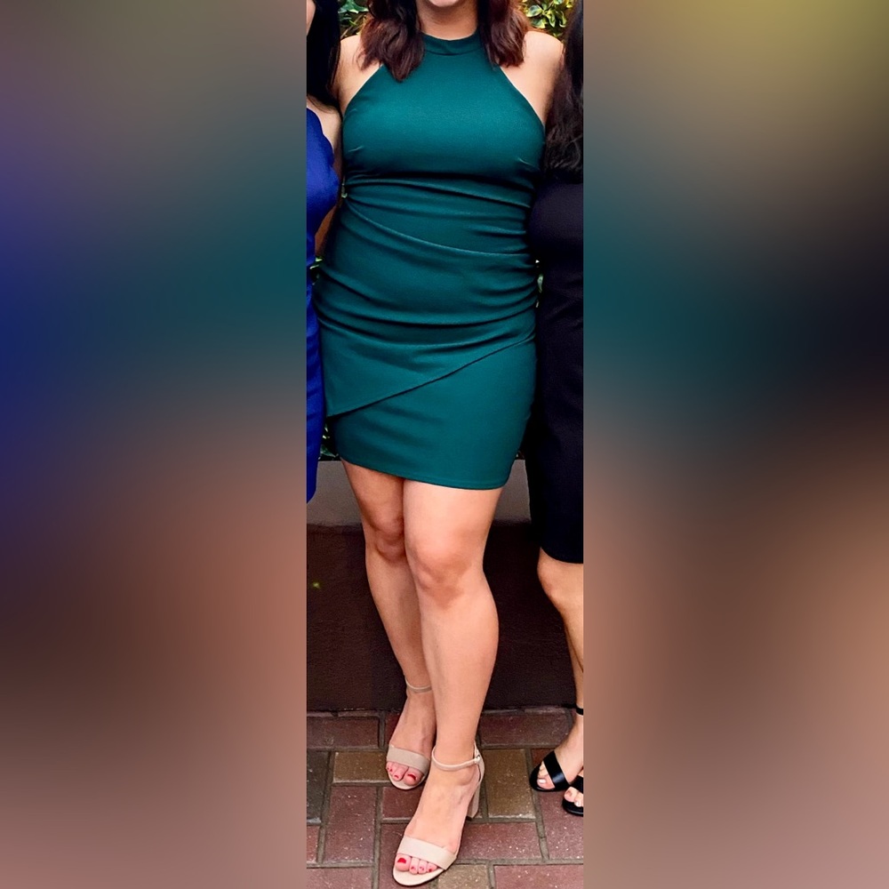 Lulus High Neck Green Mini Dress